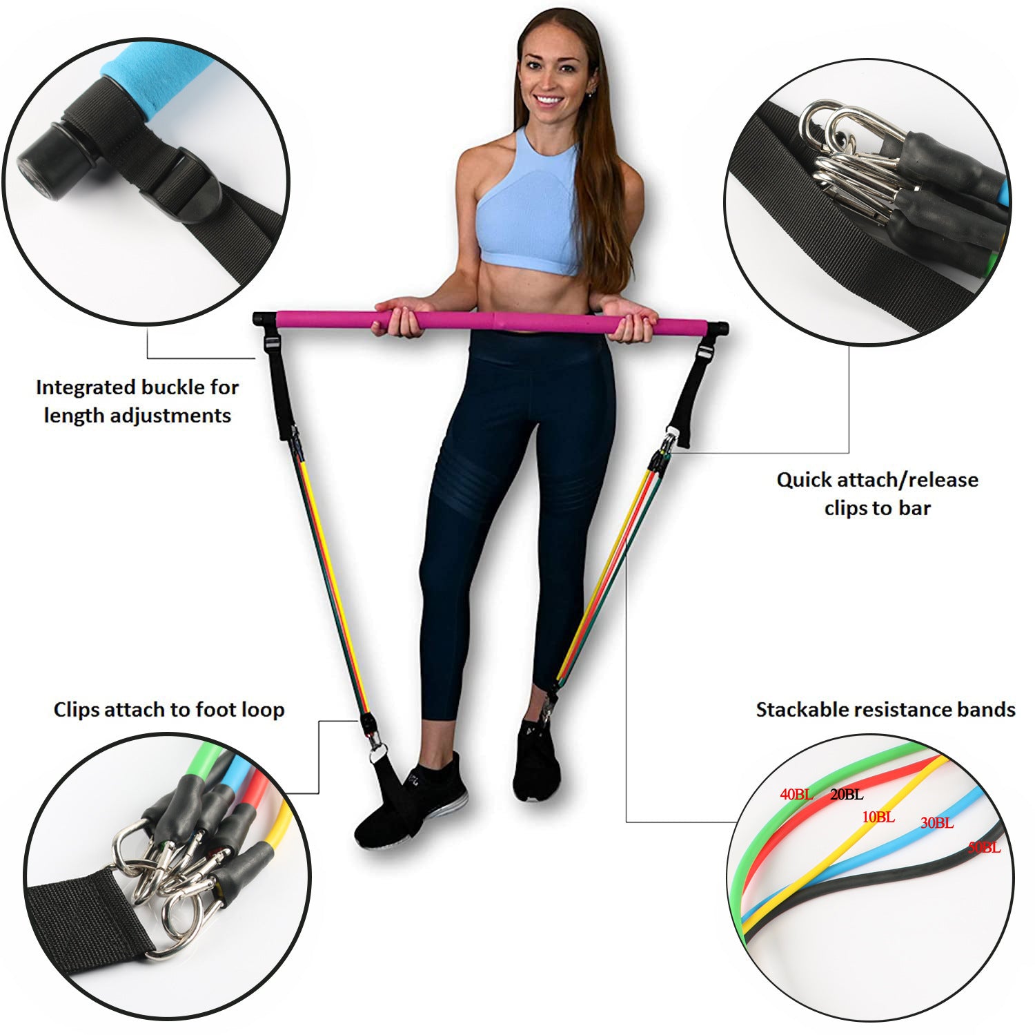 Fitness Yoga Pilates Bar Portable Gym Accessories Sport Elastic Bodybuilding Resistance Bands For Home Trainer Workout Equipment - Bellarte Enchanté Fitness Yoga Pilates Bar Portable Gym Accessories Sport Elastic Bodybuilding Resistance Bands For Home Trainer Workout Equipment
